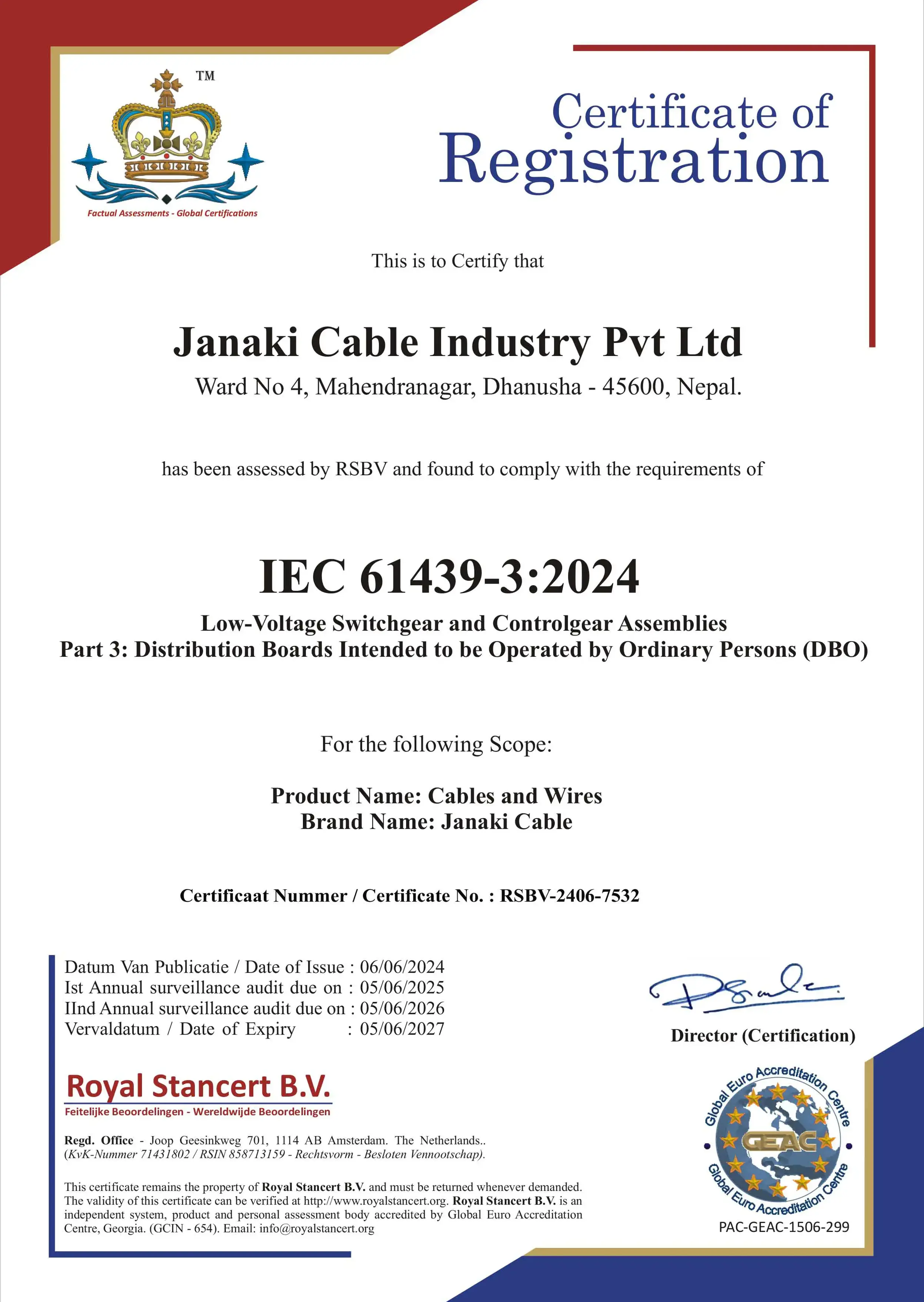IEC Certification 61439-3:2024