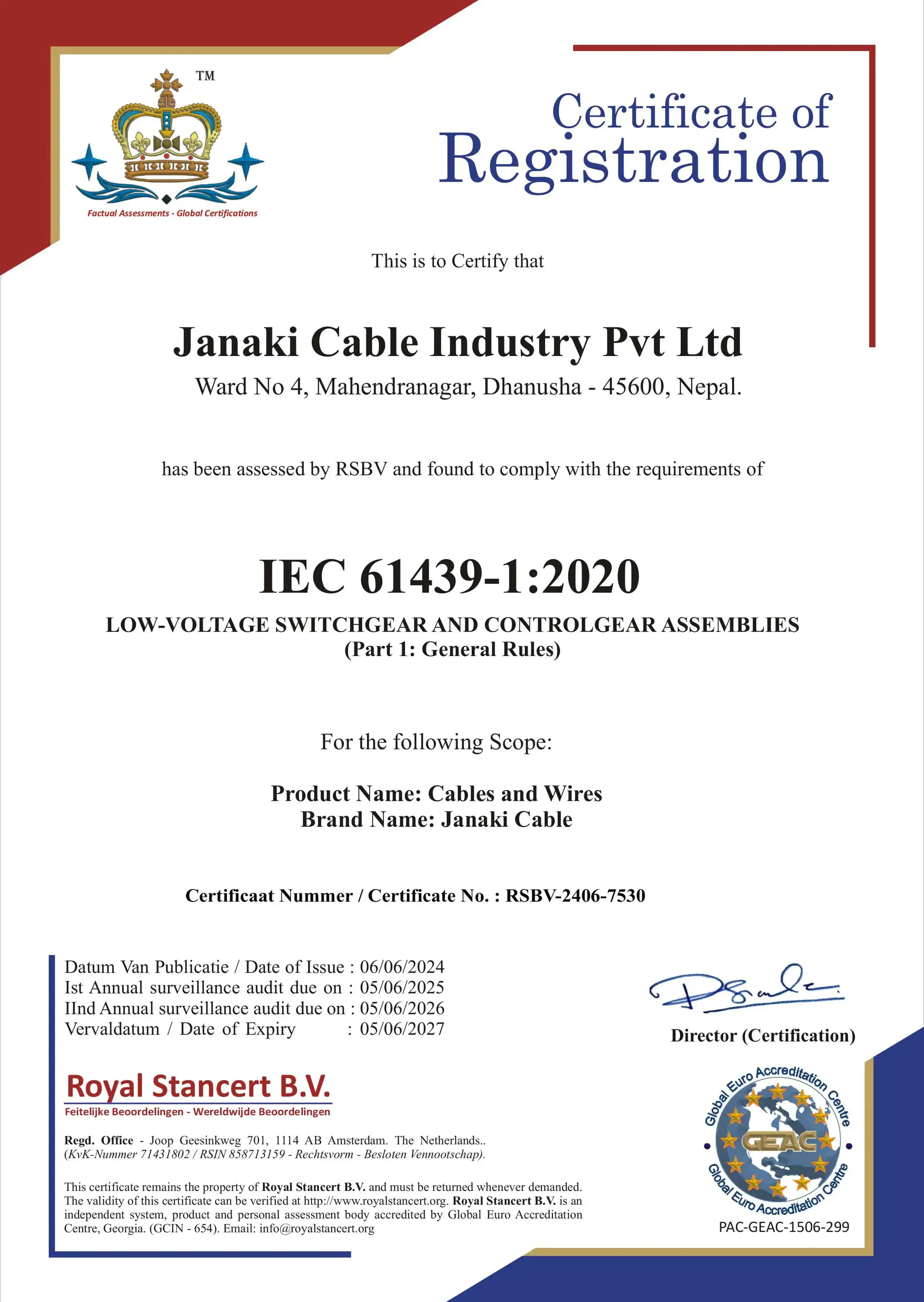 IEC Certification 61439-1:2020