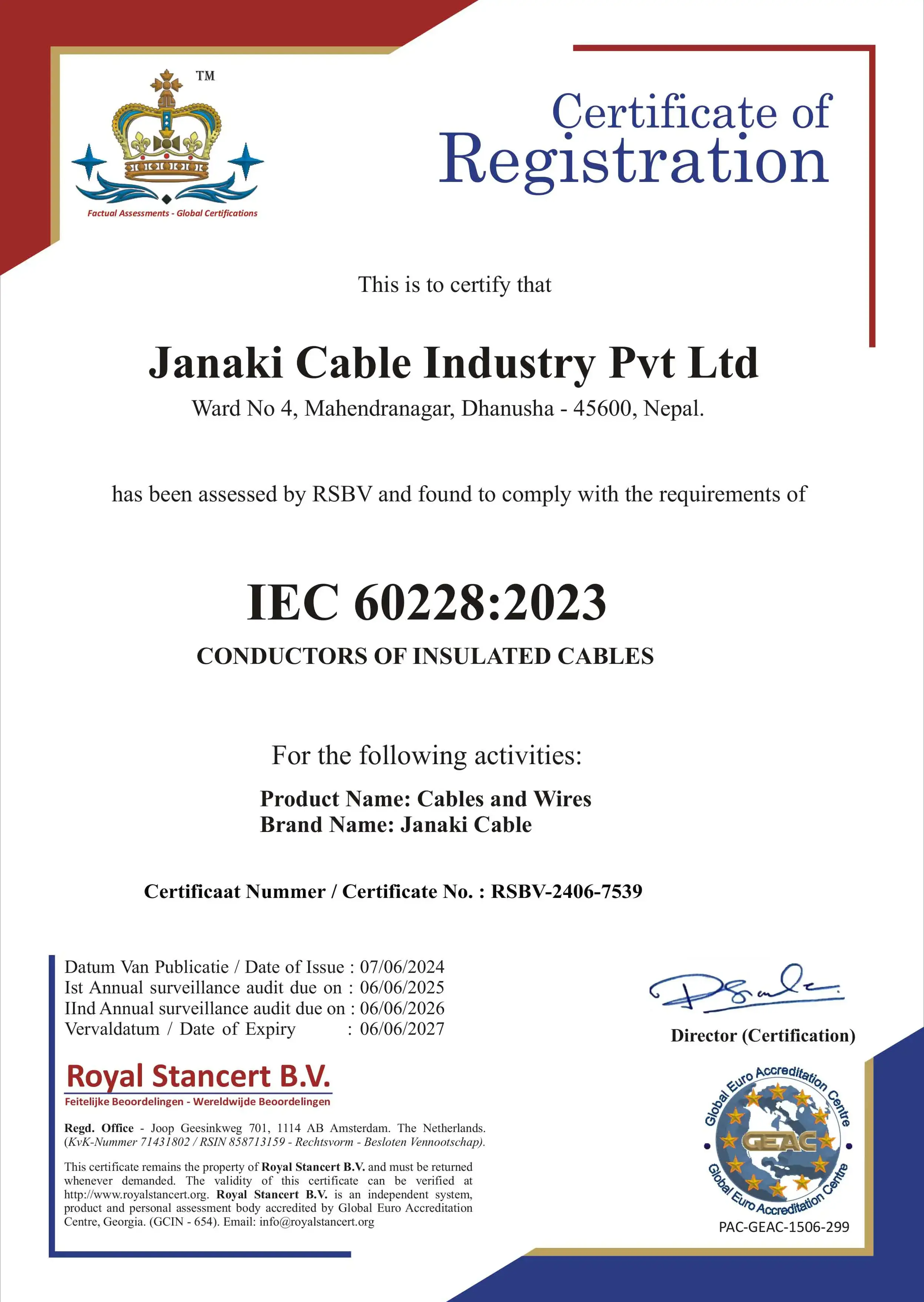 IEC Certification 60228:2023